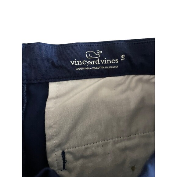 Vineyard Vines Boys‎ Navy Blue Khaki Shorts Size 16 Adjustable Waist Turtles - Picture 6 of 6